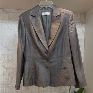 Tahari Metallic Silver Blazer